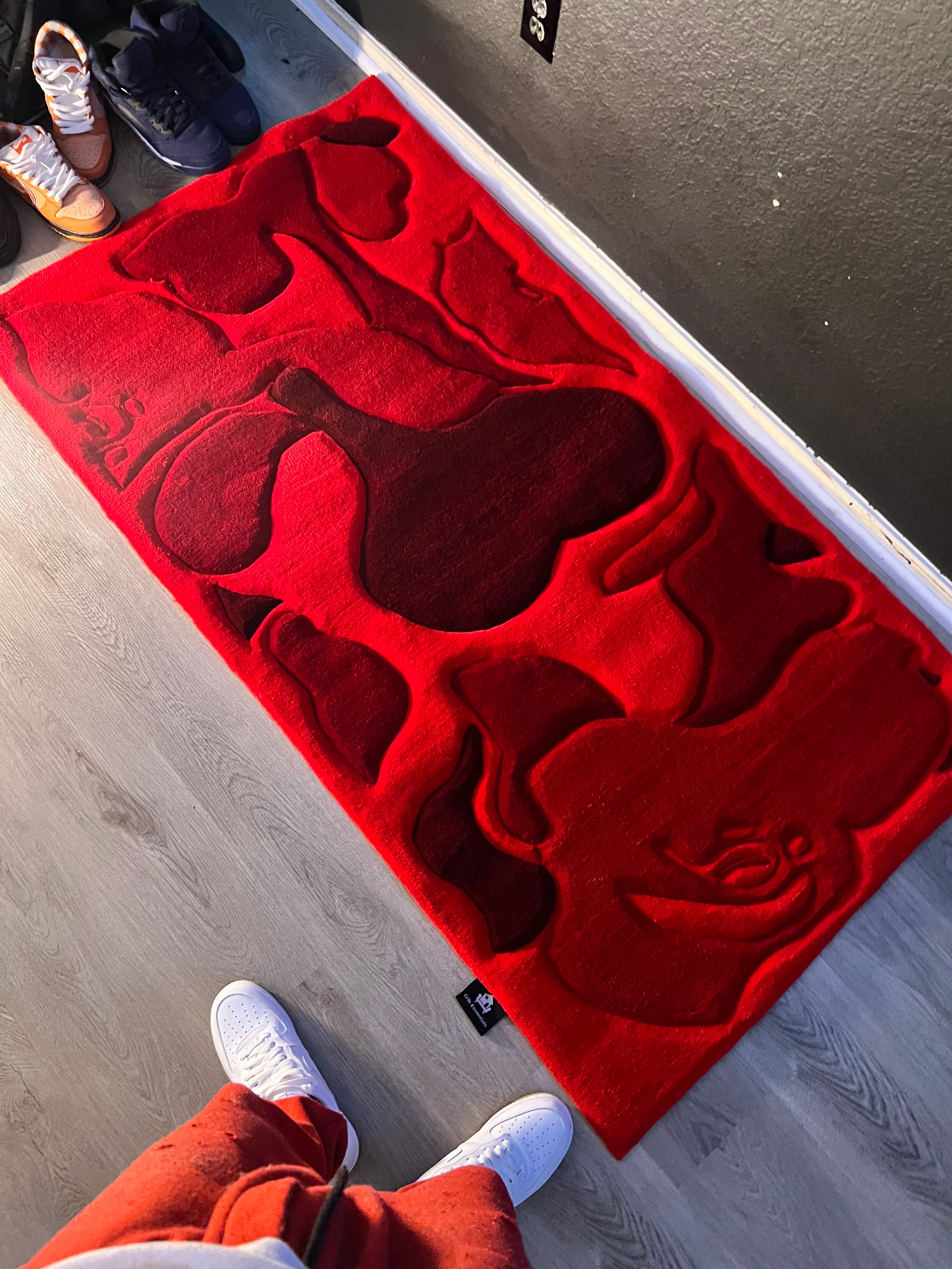 Red Bape Area Rug